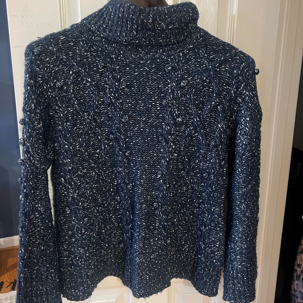 Kate Spade Dark Blue Textured Turtleneck Sweater